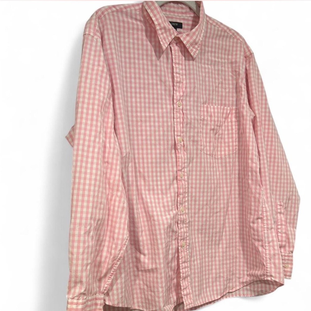 J. Crew Pink Gingham Casual Button Down Shirt | Large